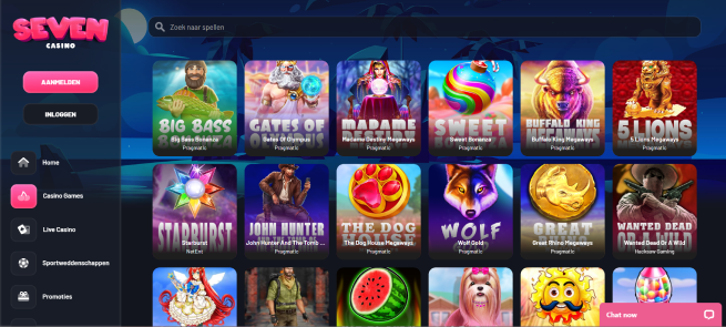 Seven Casino heeft helaas niet de meeste casino spellen